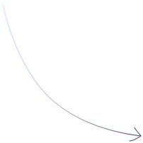 A curved arrow with a cyan and magenta outline points downward and to the right on a transparent background.