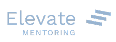 Logo for Elevate Mentoring. The word “Elevate” is in large light blue letters, with “MENTORING” below in smaller uppercase letters. To the right, three parallel diagonal lines suggest upward movement, reflecting CSR and sustainability values.