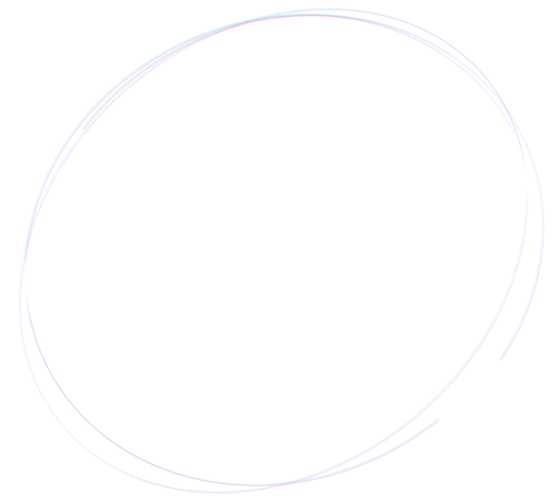 A large, imperfect circle made of overlapping neon blue and pink lines on a transparent background creates a glowing, dynamic effect—perfect for an immersive marketing agency seeking eye-catching visuals.
