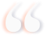 Stylized orange and navy blue quotation mark symbol on a transparent background.